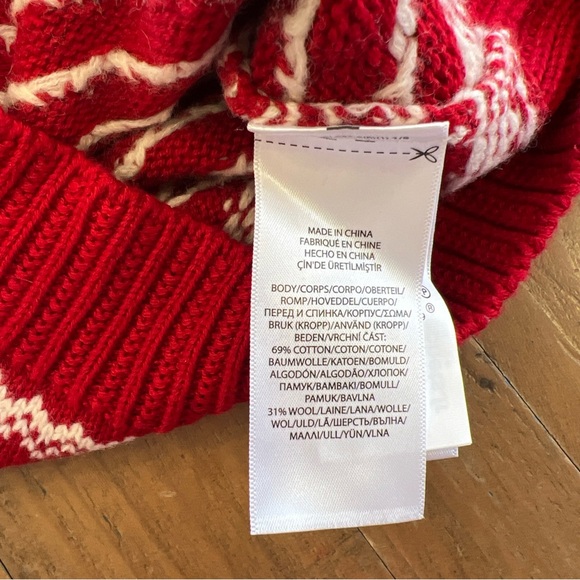 Polo Ralph Lauren Red Fairisle Cardigan Sweater Girls 3 Knit Reindeer Wool Blend - Picture 6 of 7